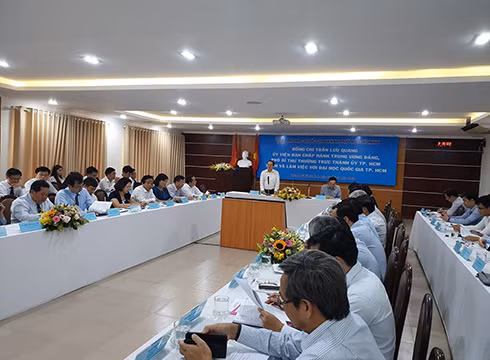 Quang cảnh buổi làm việc của ông Trần Lưu Quang với Đại học Quốc gia Thành phố Hồ Chí Minh (ảnh: P.L) Quang cảnh buổi làm việc của ông Trần Lưu Quang với Đại học Quốc gia Thành phố Hồ Chí Minh (ảnh: P.L)