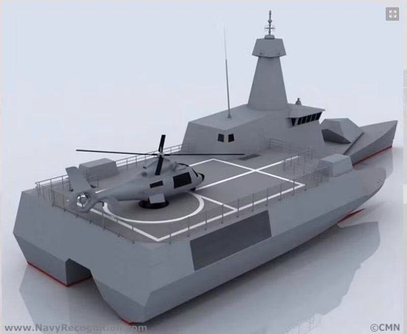 Với kiến trúc bất đôi xứng, Combattante SWAO 53 có sàn đáp rộng rãi cho các máy bay trực thăng và UAV.