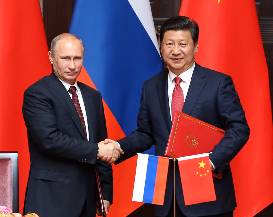 Tổng thống Nga Putin và Chủ tịch Trung Quốc Tập Cận Bình, ảnh: Tân Hoa Xã.