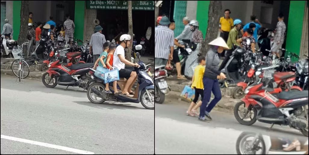 Phụ huynh đưa đón học sinh học thêm tại nhà cô giáo K.T.S ngày 15/6/2019 (Ảnh: Phụ huynh cung cấp)