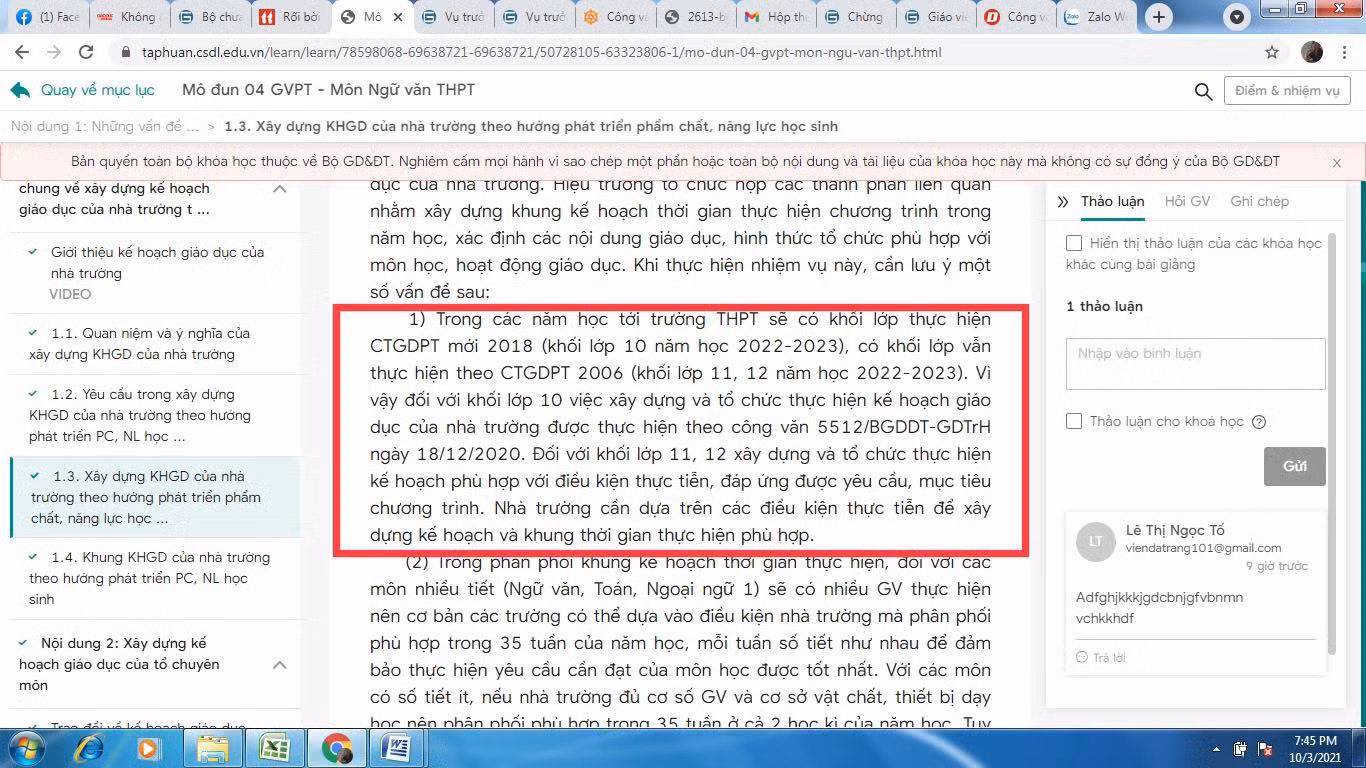 Nội dung bồi dưỡng modul 4 (Ảnh chụp màn hình do tác giả cung cấp) Nội dung bồi dưỡng modul 4 (Ảnh chụp màn hình do tác giả cung cấp)