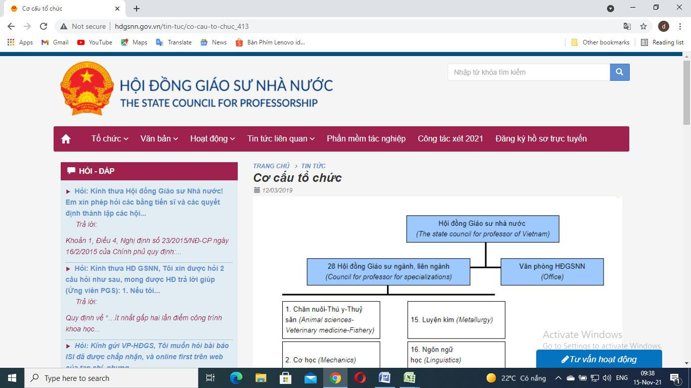 Ảnh chụp màn hình Cơ cấu tổ chức Hội đồng giáo sư nhà nước năm 2021 Ảnh chụp màn hình Cơ cấu tổ chức Hội đồng giáo sư nhà nước năm 2021