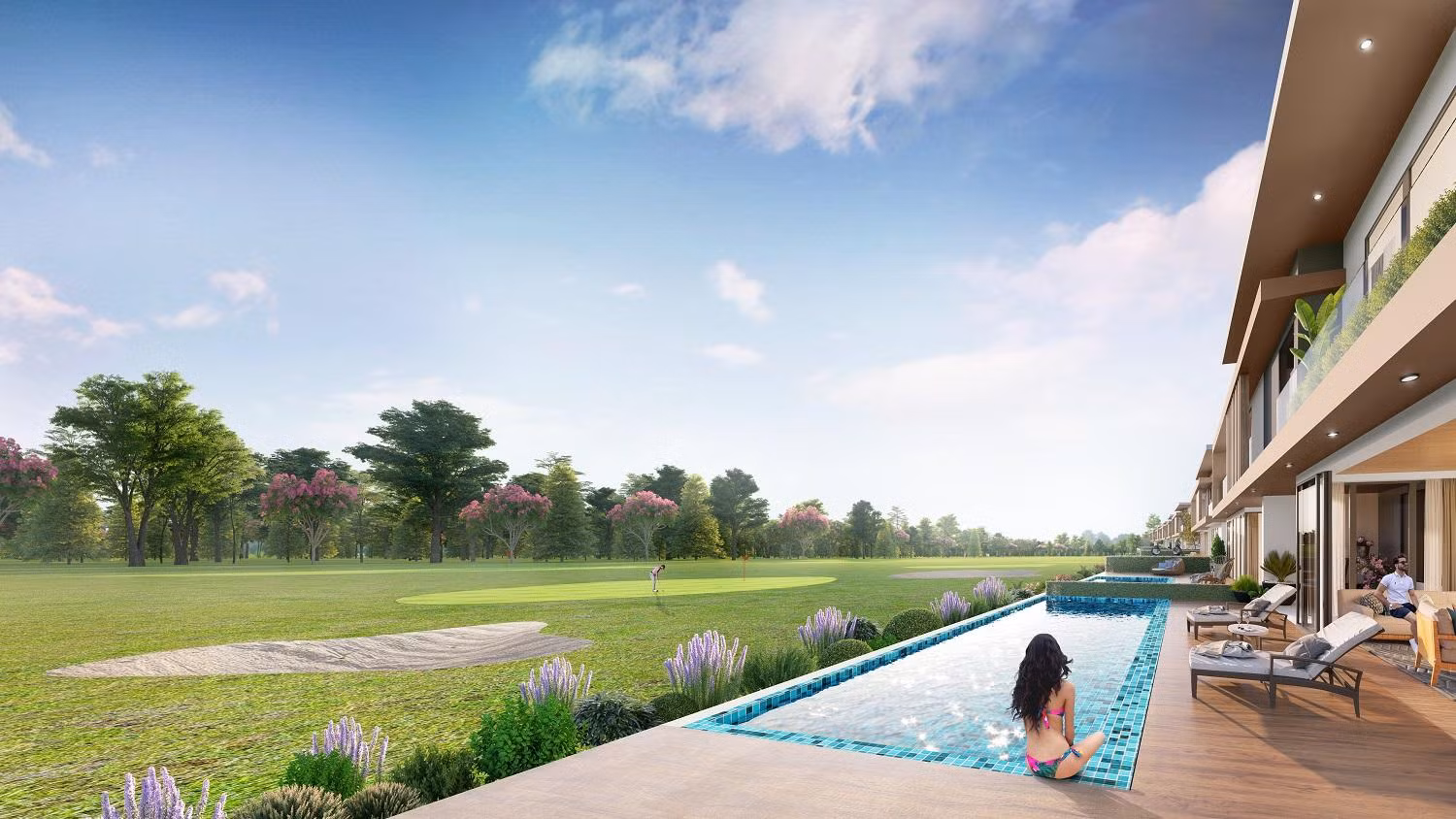 Biệt thự golf PGA với tầm nhìn tuyệt đẹp liền kề sân golf đẳng cấp đã chinh phục Hoa hậu Ngọc Diễm. Ảnh phối cảnh