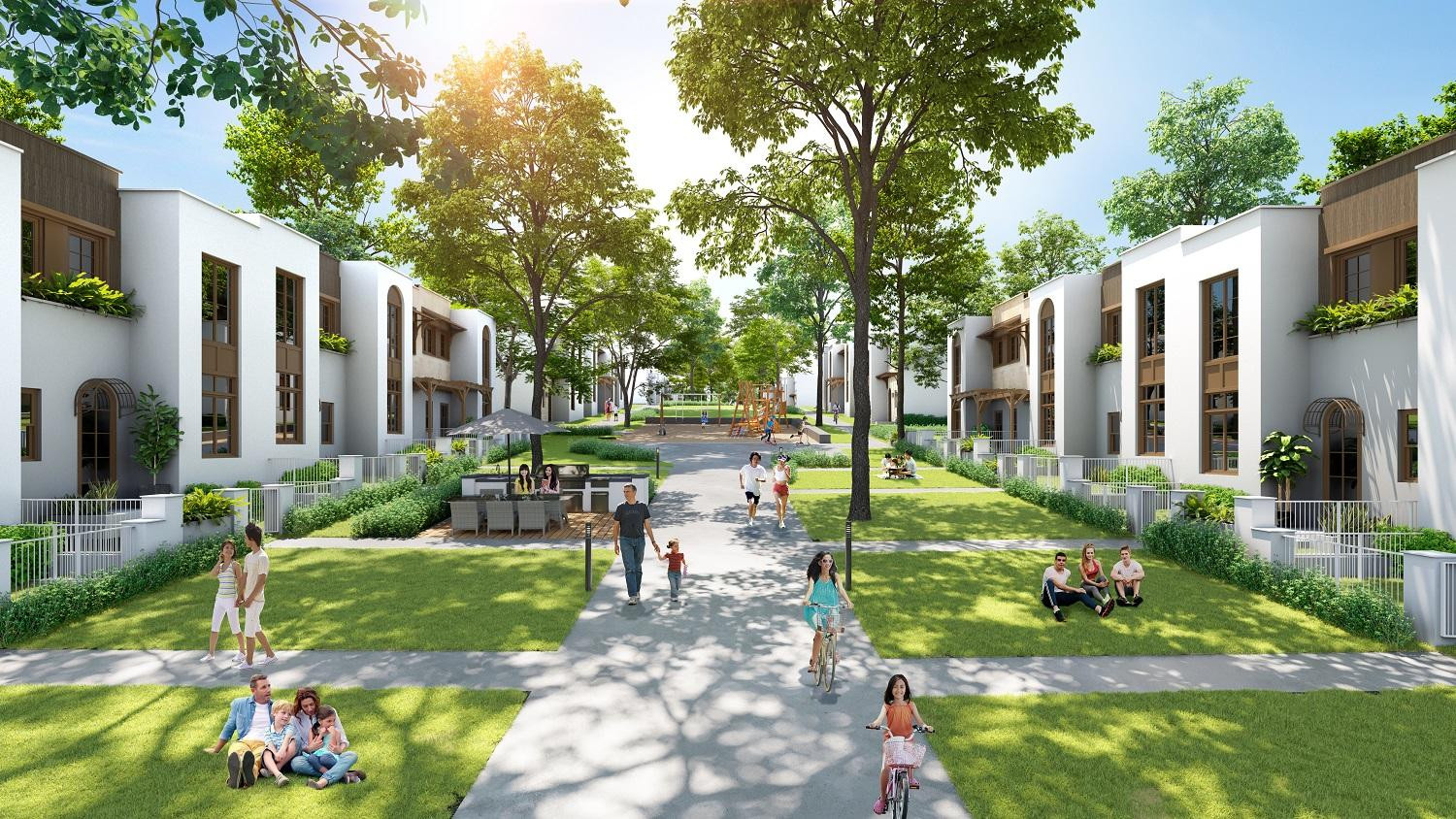 Nhà phố biển Ocean Residence - sản phẩm tiếp theo trong bộ sưu tập bất động sản đặc sắc của hoa hậu Ngọc Diễm. Ảnh phối cảnh phân khu Ocean Residence – NovaWorld Phan Thiet.