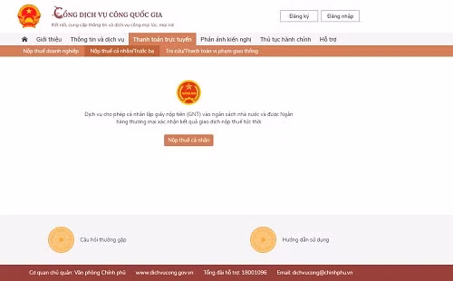 Giao diện của Cổng dịch vụ công quốc gia. Giao diện của Cổng dịch vụ công quốc gia.