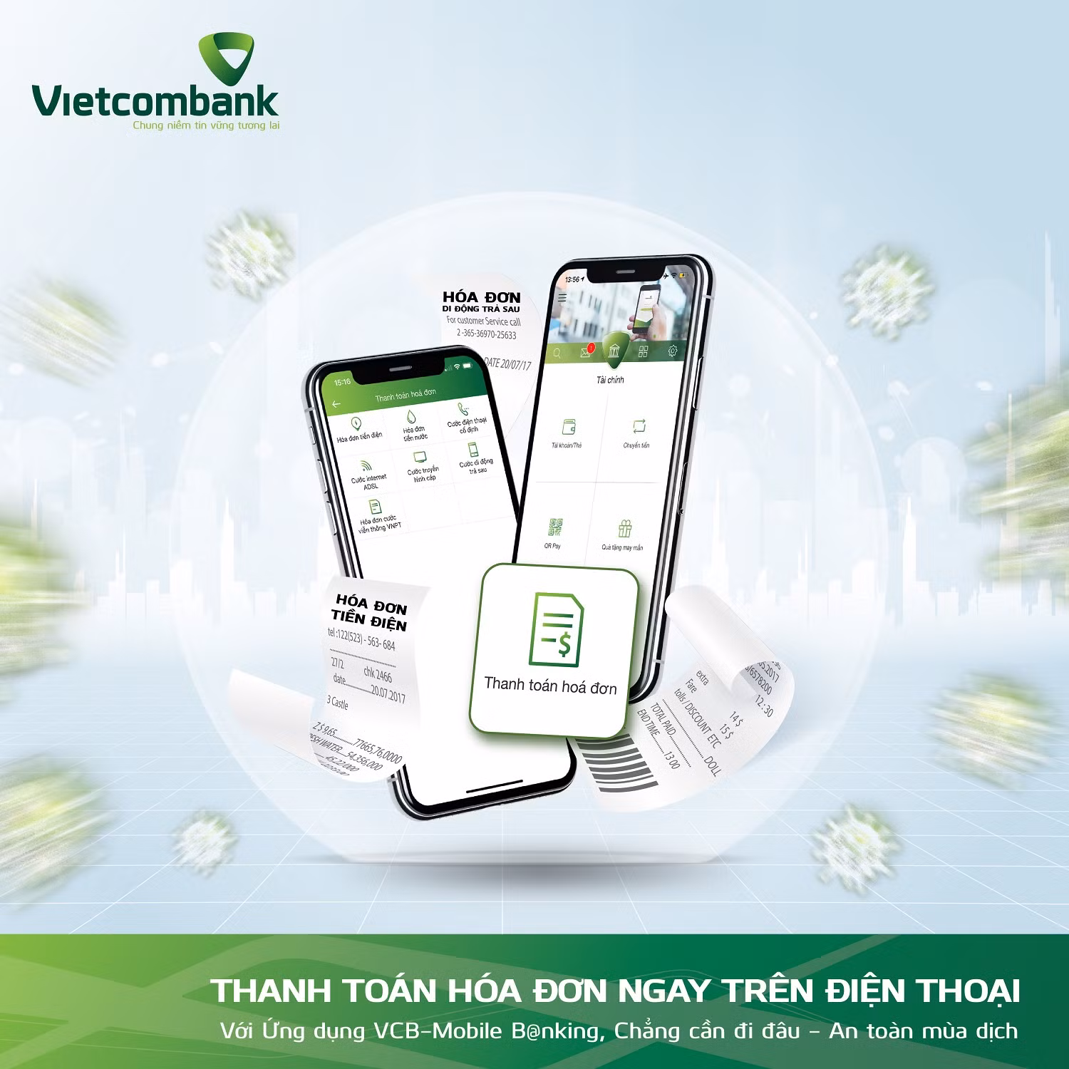 Vietcombank thanh toán hóa đơn ngay trên điện thoại.