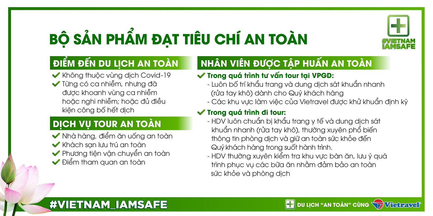 Bộ sản phẩm đạt tiêu chí an toàn của Vietravel.