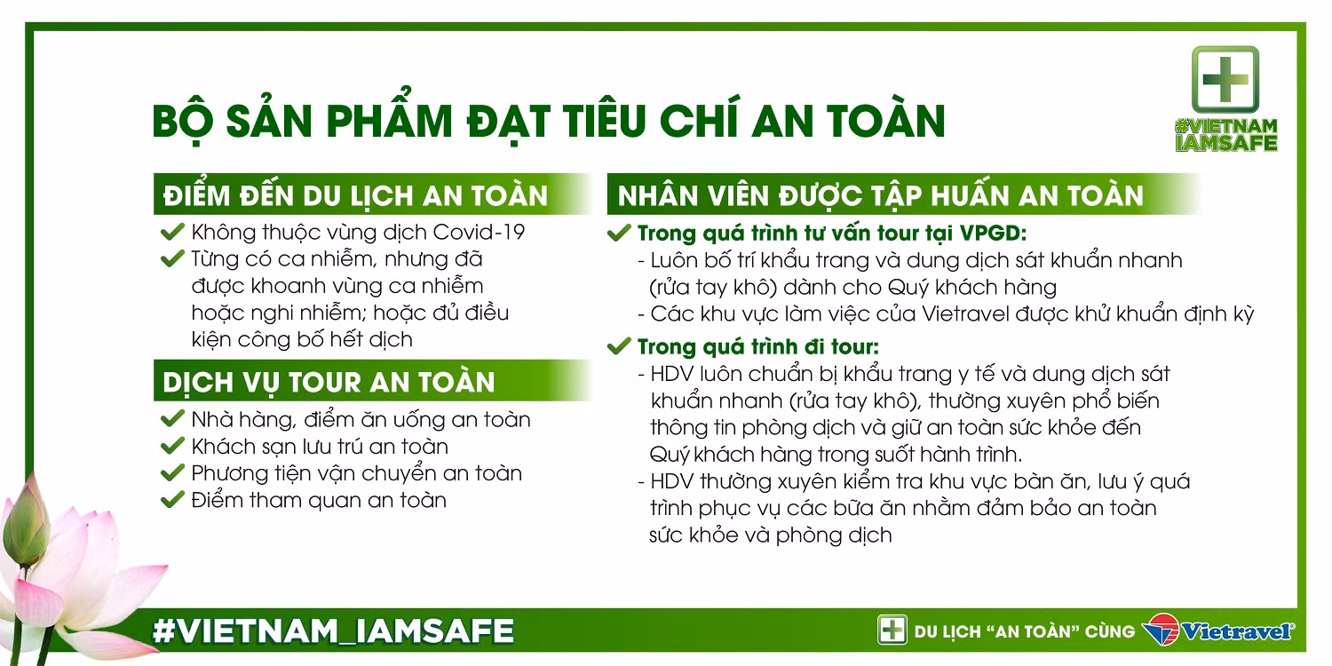 Bộ sản phẩm đạt tiêu chí an toàn của Vietravel. Bộ sản phẩm đạt tiêu chí an toàn của Vietravel.
