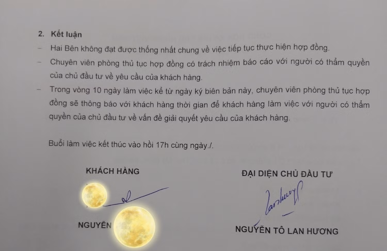 Đến nay khách hàng chưa được giải quyết dứt điểm. Vị khách hàng này cũng bày tỏ sự bức xúc và thất vọng, bởi tin tưởng FLC là doanh nghiệp lớn, có uy tín mới đi vay mượn, tích cóp mua một căn hộ thuộc dự án của Tập đoàn này, nhưng rồi thất vọng.