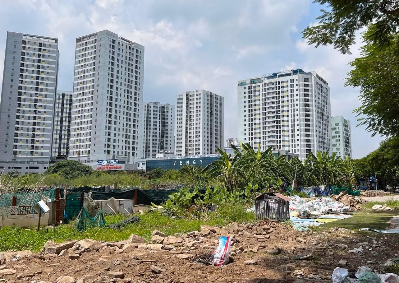 Ô đất tại phía Tây khu đô thị Linh Đàm được quy hoạch để xây trường học bị bỏ hoang. (Ảnh: NT)