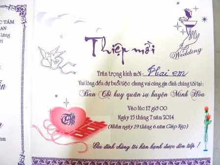 Thiệp mời khách đến dự tại "BCH Quân sự huyện Minh Hóa" của lãnh đạo huyện