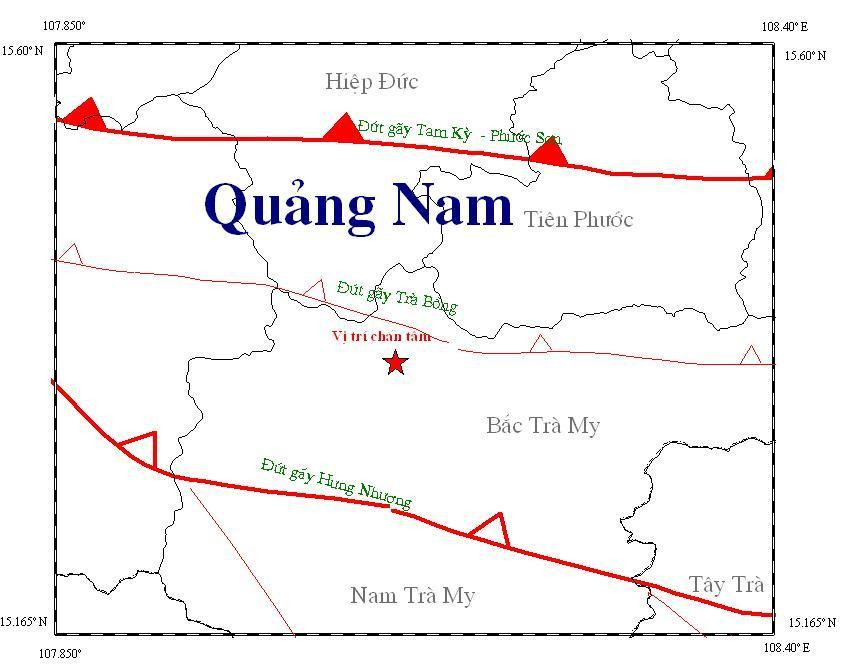 vị trí tâm chấn, nơi xảy ra vụ động đất vào chiều ngày 12/6 vị trí tâm chấn, nơi xảy ra vụ động đất vào chiều ngày 12/6