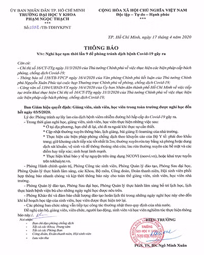 Văn bản 1312 của trường đại học Y Khoa Phạm Ngọc Thạch Thành phố Hồ Chí Minh (ảnh: P.L) Văn bản 1312 của trường đại học Y Khoa Phạm Ngọc Thạch Thành phố Hồ Chí Minh (ảnh: P.L)