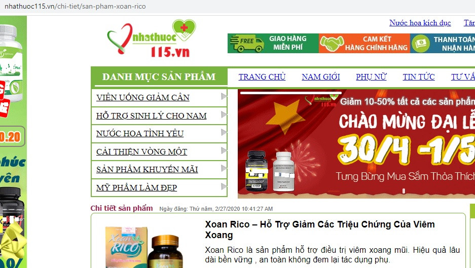 Cục An toàn thực phẩm công bố đây là một trong những website vi phạm quảng cáo sản phẩm Hoạt huyết ngọc thanh và Xoan Rico. Cục An toàn thực phẩm công bố đây là một trong những website vi phạm quảng cáo sản phẩm Hoạt huyết ngọc thanh và Xoan Rico.