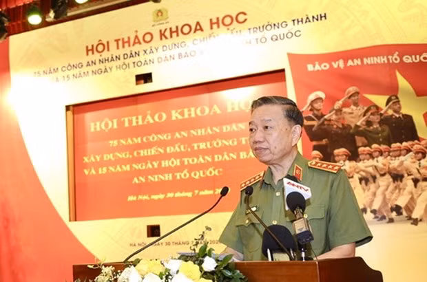 Bộ trưởng Tô Lâm phát biểu kết luận hội thảo. (Nguồn:cand.com.vn)