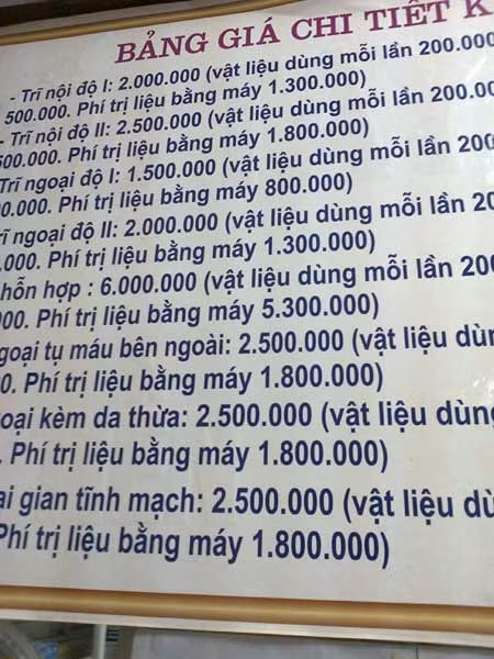Bảng giá điều trị bệnh trĩ ghi cụ thể tiền điều trị nhưng khoản tiêu hao cao gấp phí điều trị cả chục lần Bảng giá điều trị bệnh trĩ ghi cụ thể tiền điều trị nhưng khoản tiêu hao cao gấp phí điều trị cả chục lần