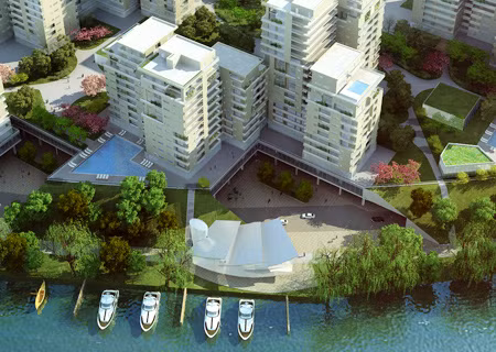 Cận cảnh bến du thuyền dành cho những cư dân tương lai muốn đi về khu trung tâm bằng đường thủy.