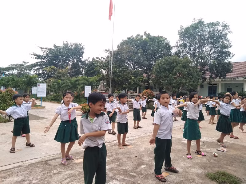 Các bé tham gia hoạt động ngoài trời