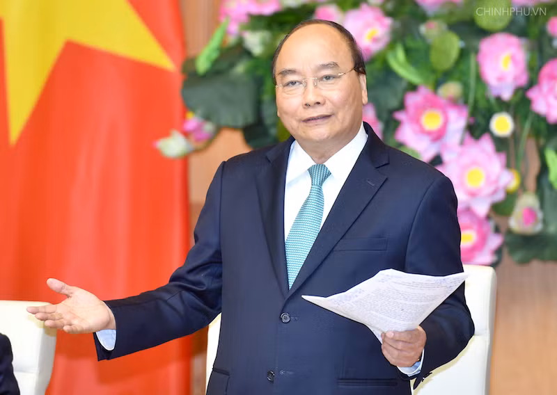 Thủ tướng Nguyễn Xuân Phúc phát biểu tại buổi gặp mặt. Ảnh: VGP