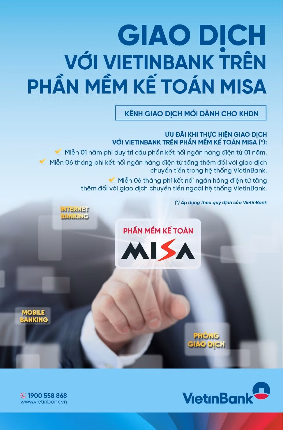 Nhiều tiện ích khi sử dụng Dịch vụ kết nối ngân hàng điện tử trên phần mềm kế toán MISA tại VietinBank Nhiều tiện ích khi sử dụng Dịch vụ kết nối ngân hàng điện tử trên phần mềm kế toán MISA tại VietinBank