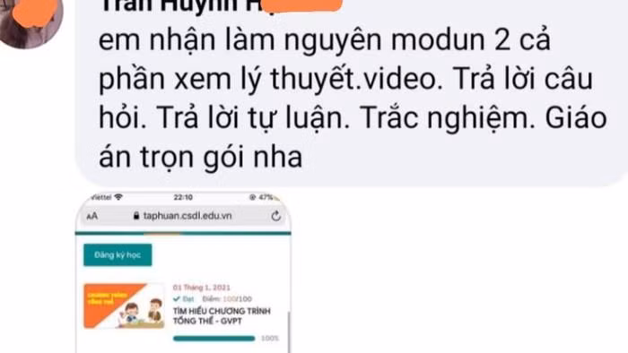 Thông tin chào mời "bồi dưỡng hộ" cho giáo viên có nhu cầu (Ảnh chụp màn hình)