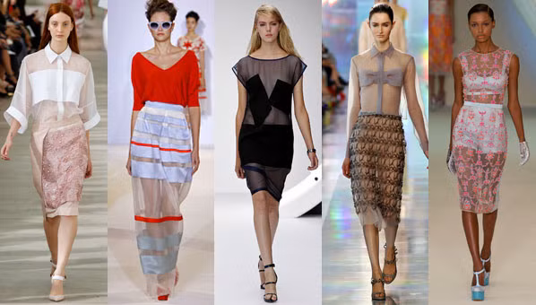 Từ trái qua phải: Các thiết kế của Topshop Unique, Erdem, Temperley London, Preen, Christopher Kane.