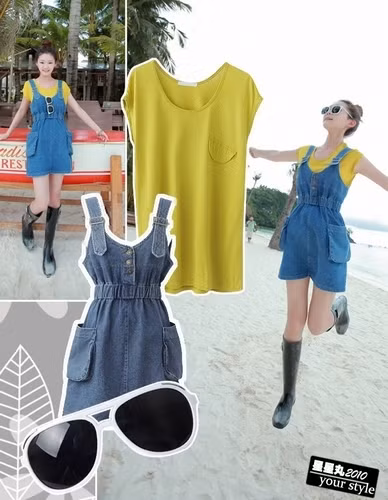 Quần treo và áo phông năng động và hiện đại cho bạn đi bất cứ nơi đâu. Xem thêm: Ngọc Trinh ""chịu khó" khoe da trắng, vai thon với váy hè sành điệu