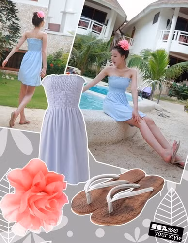 Váy quây khoe vai thon, mát mẻ đi chơi biển. Xem thêm: Ngọc Trinh ""chịu khó" khoe da trắng, vai thon với váy hè sành điệu