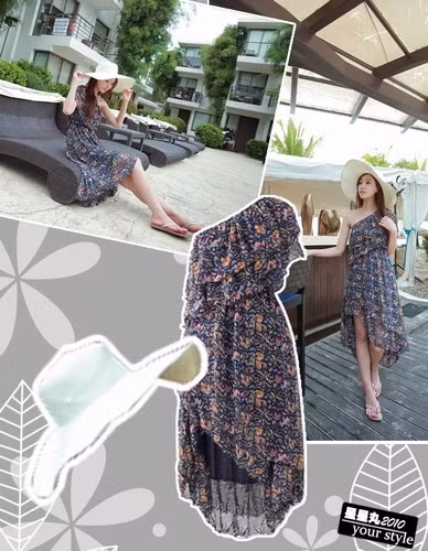 Váy hoa lệch vai quyến rũ nhưng thoải mái và phong cách, kết hợp cùng mũ rộng vành càng thêm phần xinh xắn. Xem thêm: Ngọc Trinh ""chịu khó" khoe da trắng, vai thon với váy hè sành điệu