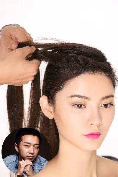 Mỗi bước lấy thêm một phần tóc nhỏ.