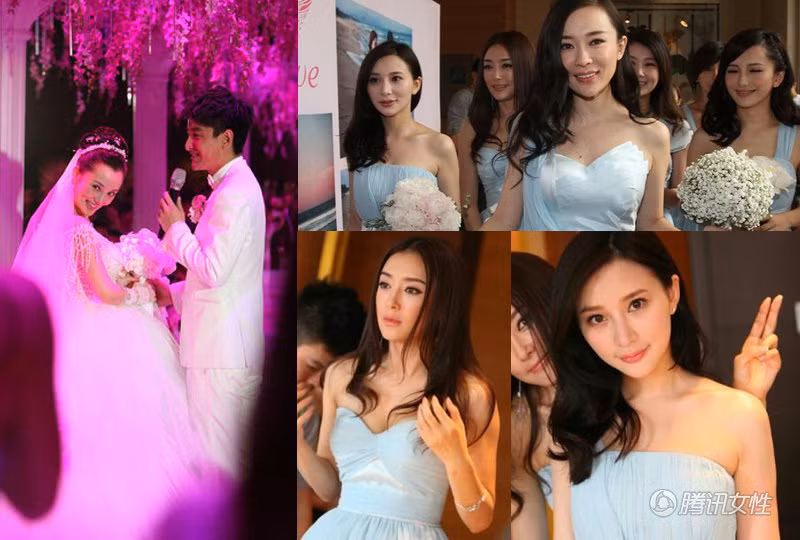 Hôn lễ của cặp đôi "kim đồng ngọc nữ" Lý Tiểu Lộ - Gia Nãi Lượng càng thêm thu hút khi có sự xuất hiện của 3 phù dâu nổi tiếng Hoắc Tư Yến, Hùng Nãi Cẩn, Tần Lam.