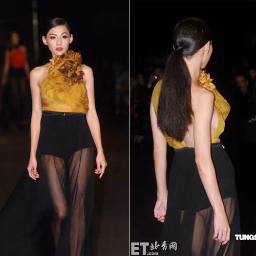 Bà mẹ hai con Trương Bá Chi cũng rất phong cách và hấp dẫn trong làn váy lụa mỏng xuyên thấu lộ rõ cả vòng 3 của mình