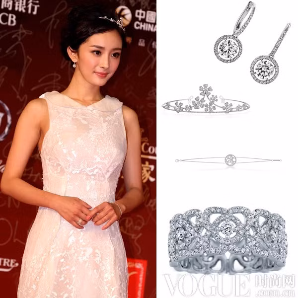 Dương Mịch tinh khôi trong váy trắng thanh thoát cùng trang sức De Beers Diamond Jewellers.