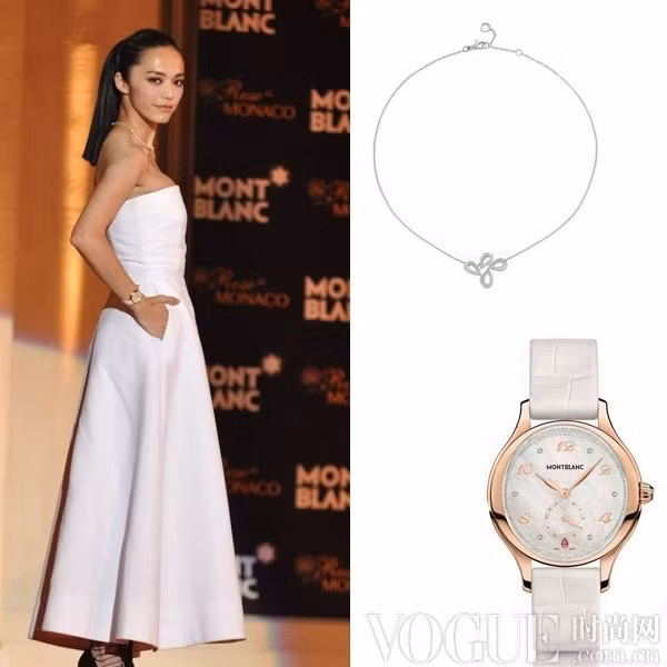 Bây giờ lại là vòng cổ nhỏ nhắn cùng đồ hồ hàng hiệu Montblanc.