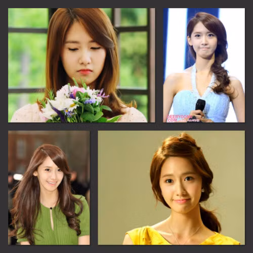 Yoona với gương mặt nhỏ nên khá biến hóa với kiểu tóc, từ tóc chấm vai, tóc xoăn nhẹ đến tóc lệch vai quý phái.
