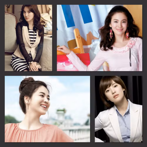 Khuôn mặt tự nhiên của Song Hye Kyo cũng rất hợp với nhiều kiểu tóc, từ tóc ngắn, tóc búi cao, tóc xoăn dài.