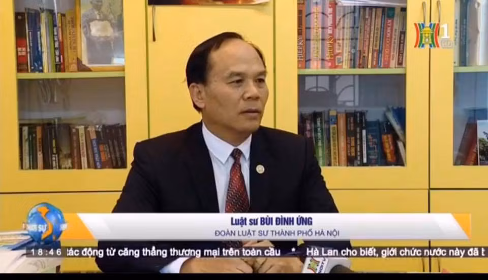 Luật sư Bùi Đình Ứng (ảnh nguồn Đài truyền hình Hà Nội). Luật sư Bùi Đình Ứng (ảnh nguồn Đài truyền hình Hà Nội).