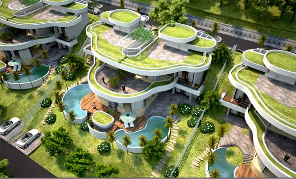 Chỉ sau 35 đến 40 phút chạy xe từ Hà Nội, bạn sẽ bắt gặp những căn biệt thự với những đường nét uốn lượn mềm mại tựa những dải mây trắng thư thái trôi giữa không gian tinh khiết, mát xanh của ngọn đồi ở vùng đất Ba Vì. Chỉ sau 35 đến 40 phút chạy xe từ Hà Nội, bạn sẽ bắt gặp những căn biệt thự với những đường nét uốn lượn mềm mại tựa những dải mây trắng thư thái trôi giữa không gian tinh khiết, mát xanh của ngọn đồi ở vùng đất Ba Vì.