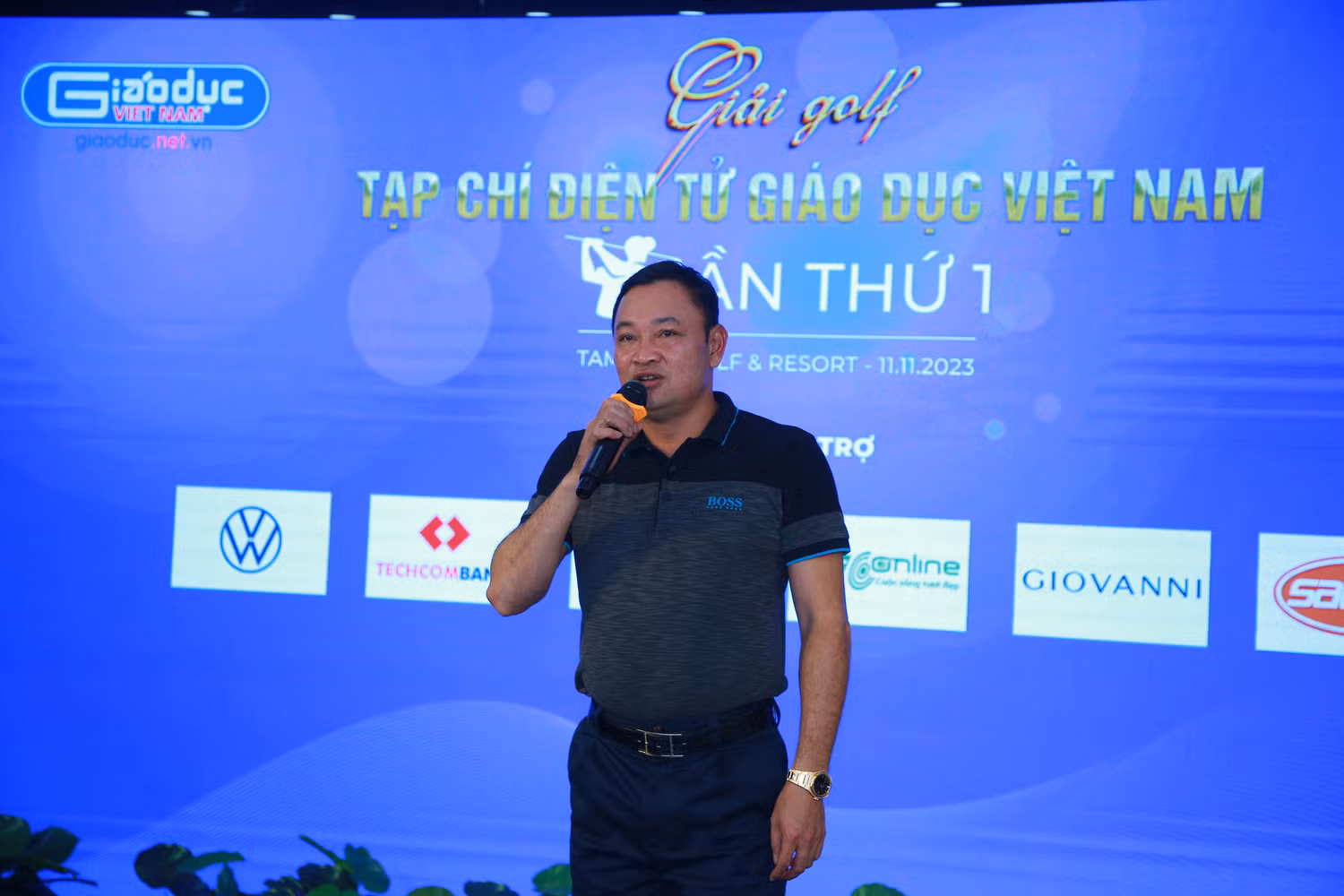 Golfer Nguyễn Hồng Hải phát biểu chia sẻ tại lễ trao giải.