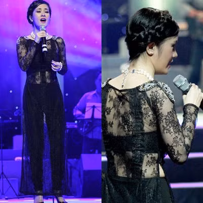 Hình ảnh tà áo dài Việt Nam đã bị "méo mó" với chất liệu ren nhìn thấu cả nội y của Hồng Nhung Hình ảnh tà áo dài Việt Nam đã bị "méo mó" với chất liệu ren nhìn thấu cả nội y của Hồng Nhung