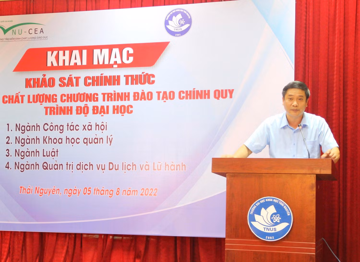 Phó giáo sư Nguyễn Văn Đăng - Hiệu trưởng Trường Đại học Khoa học phát biểu tại chương trình