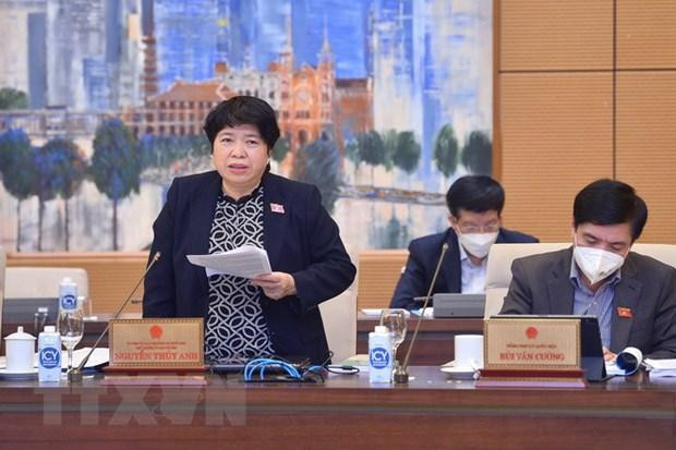 Chủ nhiệm Ủy ban Xã hội của Quốc hội Nguyễn Thuý Anh trình bày báo cáo thẩm tra. (Ảnh: Doãn Tấn/TTXVN) Chủ nhiệm Ủy ban Xã hội của Quốc hội Nguyễn Thuý Anh trình bày báo cáo thẩm tra. (Ảnh: Doãn Tấn/TTXVN)