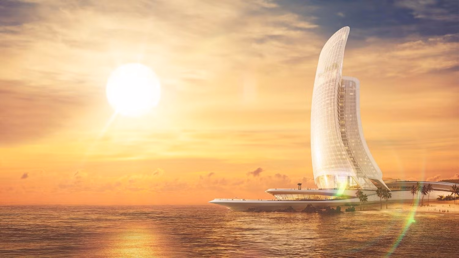Siêu Tổ hợp Giải trí – Nghỉ dưỡng – Đầu tư Hon Thom Paradise Island với Tòa nhà Cánh Buồm biểu tượng (Ảnh phối cảnh minh họa).