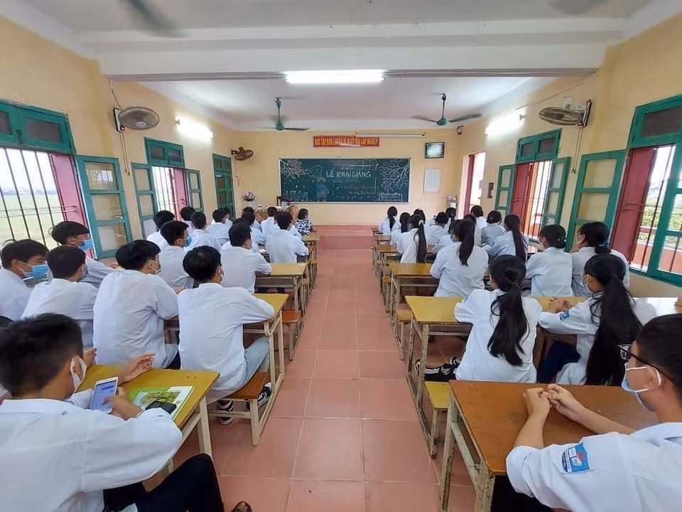 Học sinh lớp 9 Trường Trung học cơ sở Nguyễn Tông Quai, Hưng Hà, Thái Bình. (Ảnh: Cao Việt Hà)