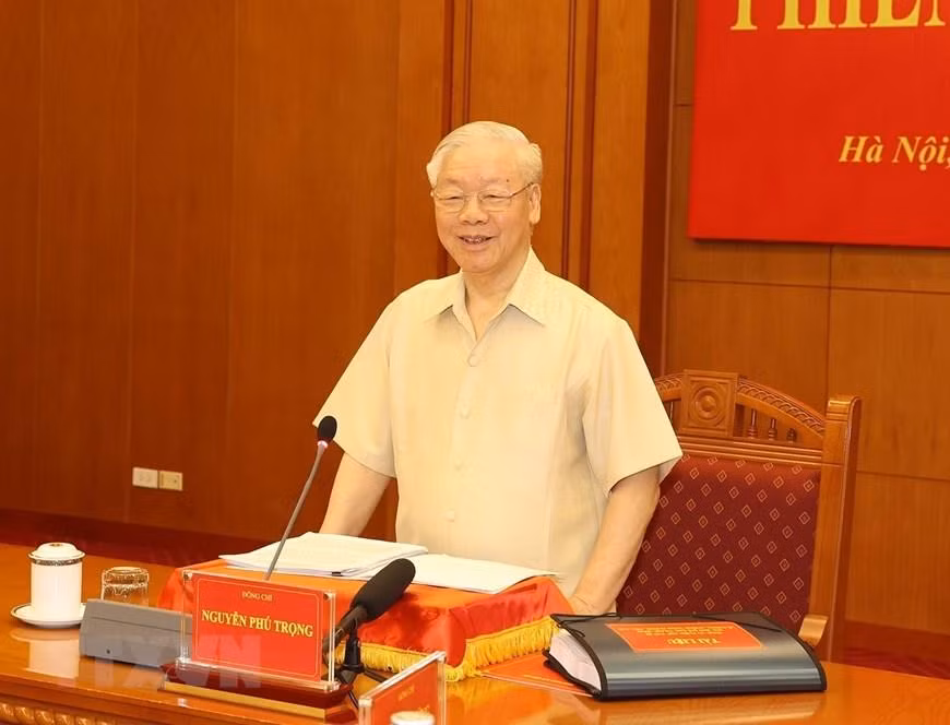 Tổng Bí thư Nguyễn Phú Trọng phát biểu chỉ đạo phiên họp. (Ảnh: Trí Dũng/TTXVN) Tổng Bí thư Nguyễn Phú Trọng phát biểu chỉ đạo phiên họp. (Ảnh: Trí Dũng/TTXVN)