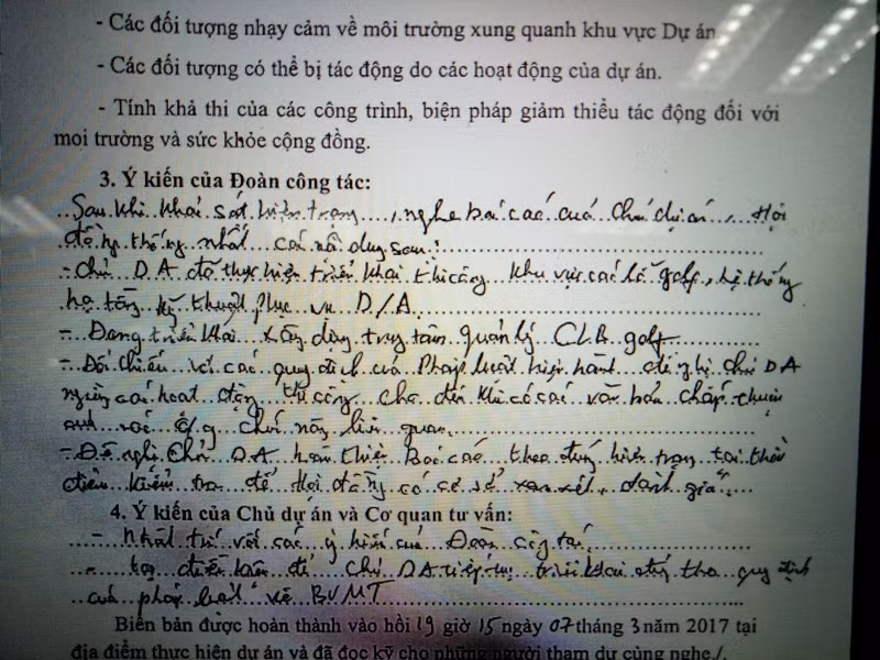 Ngày 7/3/2017, Cục Thẩm định và Đánh giá tác động môi trường thuộc Tổng cục Môi trường đã đi khảo sát thực địa và đã phát hiện chủ đầu tư vẫn cho thi công dự án mặc dù đã bị đình chỉ (ảnh Giáo dục Việt Nam)