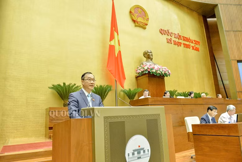 Chủ nhiệm Ủy ban Kinh tế Vũ Hồng Thanh trình bày báo cáo kết quả của Đoàn giám sát trước Quốc hội vào sáng nay 28/5. Ảnh: Quochoi.vn