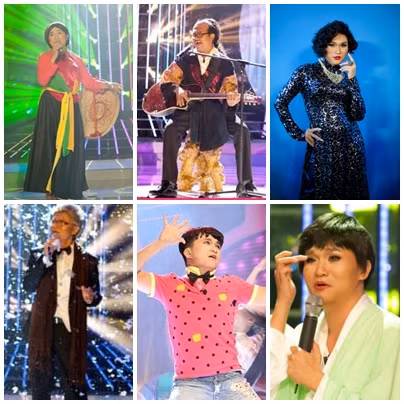Đại Nghĩa hóa thân các nghệ sĩ: Thu Hiền, Y Moan, Ý Lan (hàng đầu), Ngọc Bảo, Liêu Anh Tuấn, Mỹ Linh (hàng giữa), Phạm Anh Khoa, Toni Braxton và Tùng Dương (hàng cuối).