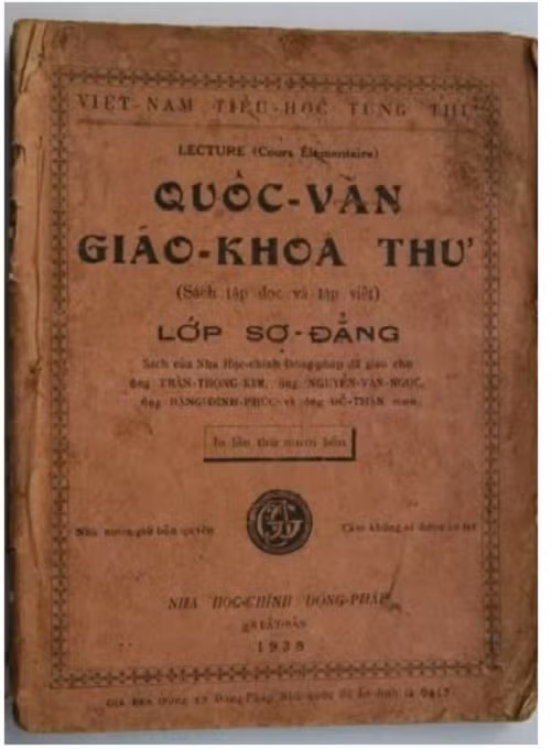 Quốc văn giáo khoa thư lớp Sơ đẳng, bản năm 1935 bởi Trần Trọng Kim, Nguyễn Văn Ngọc, Đặng Đình Phúc, Đỗ Thận.