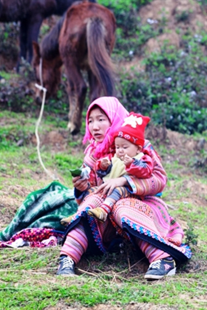 Hai mẹ con chị Bản đi chợ ngựa từ sáng sớm Hai mẹ con chị Bản đi chợ ngựa từ sáng sớm